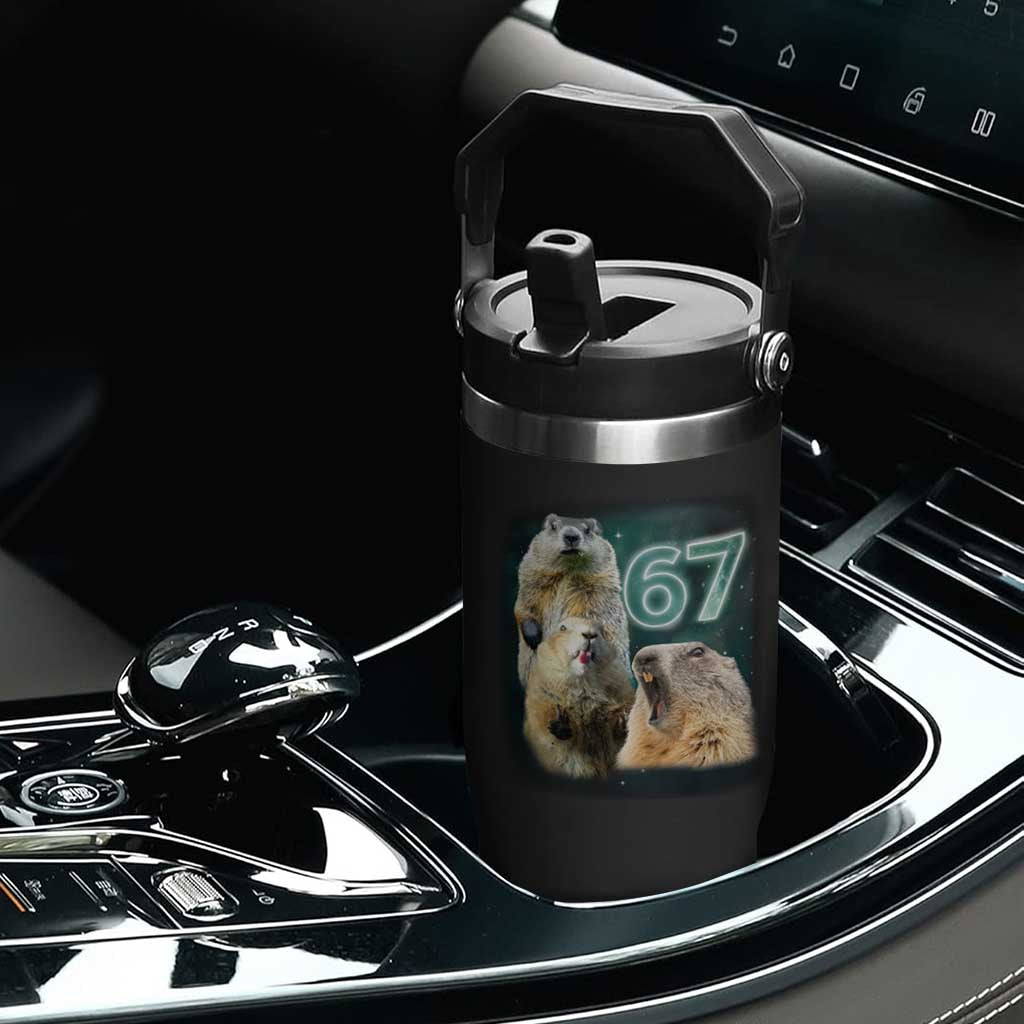 67 Meme Groundhog Flip Straw Tumbler Howling At The Moon Funny Six Seven Meme Ground Hog Day TS10 Print Your Wear