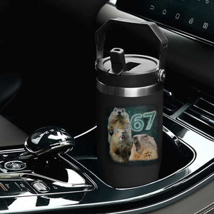 67 Meme Groundhog Flip Straw Tumbler Howling At The Moon Funny Six Seven Meme Ground Hog Day TS10 Print Your Wear