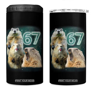 67 Meme Groundhog 4 in 1 Can Cooler Tumbler Howling At The Moon Funny Six Seven Meme Ground Hog Day TS10 One Size: 16 oz Black Print Your Wear