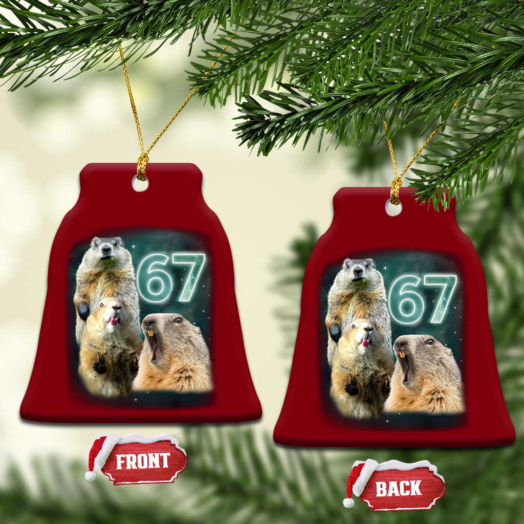 67 Meme Groundhog Ceramic Ornament Howling At The Moon Funny Six Seven Meme Ground Hog Day TS10 Print Your Wear