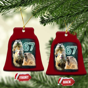 67 Meme Groundhog Ceramic Ornament Howling At The Moon Funny Six Seven Meme Ground Hog Day TS10 Print Your Wear