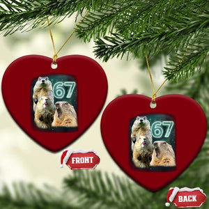 67 Meme Groundhog Ceramic Ornament Howling At The Moon Funny Six Seven Meme Ground Hog Day TS10 Print Your Wear