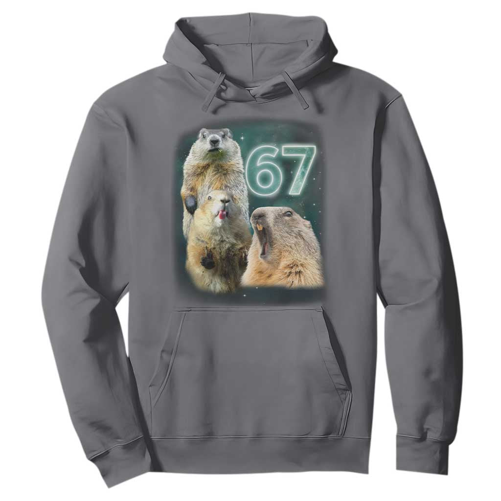 67 Meme Groundhog Hoodie Howling At The Moon Funny Six Seven Meme Ground Hog Day TS10 Charcoal Print Your Wear