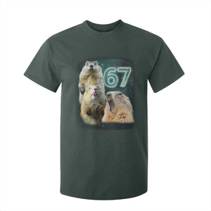 67 Meme Groundhog T Shirt For Kid Howling At The Moon Funny Six Seven Meme Ground Hog Day TS10 Dark Forest Green Print Your Wear