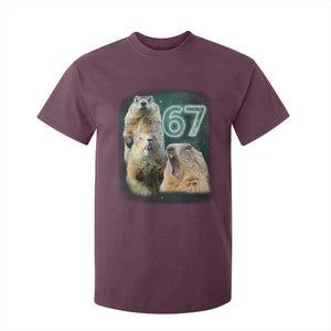 67 Meme Groundhog T Shirt For Kid Howling At The Moon Funny Six Seven Meme Ground Hog Day TS10 Maroon Print Your Wear