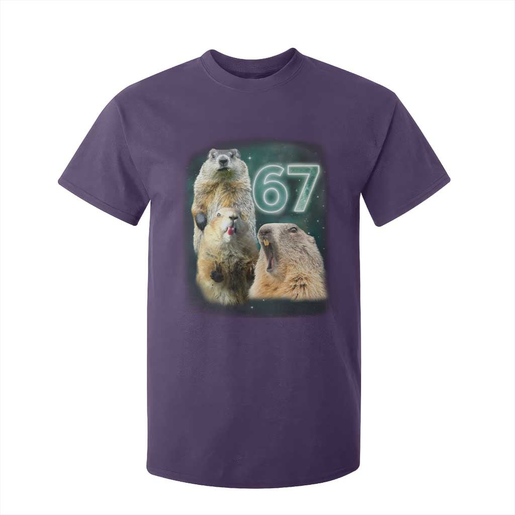 67 Meme Groundhog T Shirt For Kid Howling At The Moon Funny Six Seven Meme Ground Hog Day TS10 Purple Print Your Wear