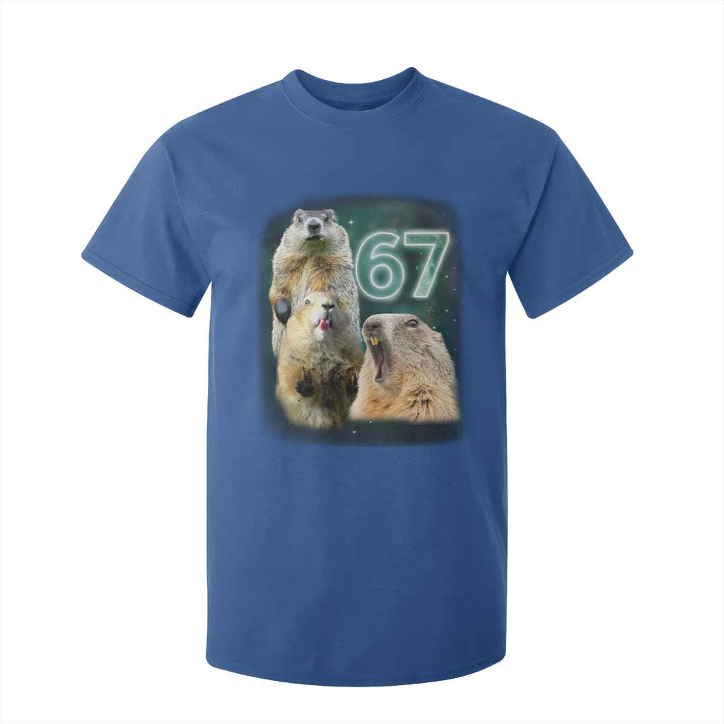 67 Meme Groundhog T Shirt For Kid Howling At The Moon Funny Six Seven Meme Ground Hog Day TS10 Royal Blue Print Your Wear