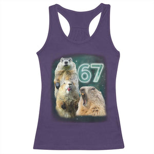 67 Meme Groundhog Racerback Tank Top Howling At The Moon Funny Six Seven Meme Ground Hog Day TS10 Purple Print Your Wear