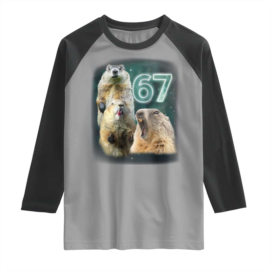 67 Meme Groundhog Raglan Shirt Howling At The Moon Funny Six Seven Meme Ground Hog Day TS10 Sport Gray Black Print Your Wear