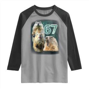 67 Meme Groundhog Raglan Shirt Howling At The Moon Funny Six Seven Meme Ground Hog Day TS10 Sport Gray Black Print Your Wear