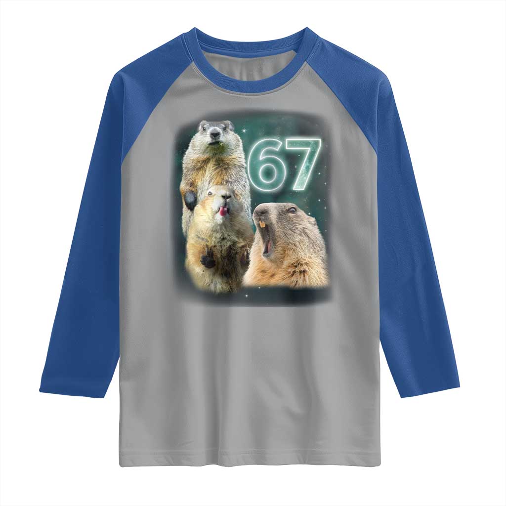 67 Meme Groundhog Raglan Shirt Howling At The Moon Funny Six Seven Meme Ground Hog Day TS10 Sport Gray Royal Print Your Wear