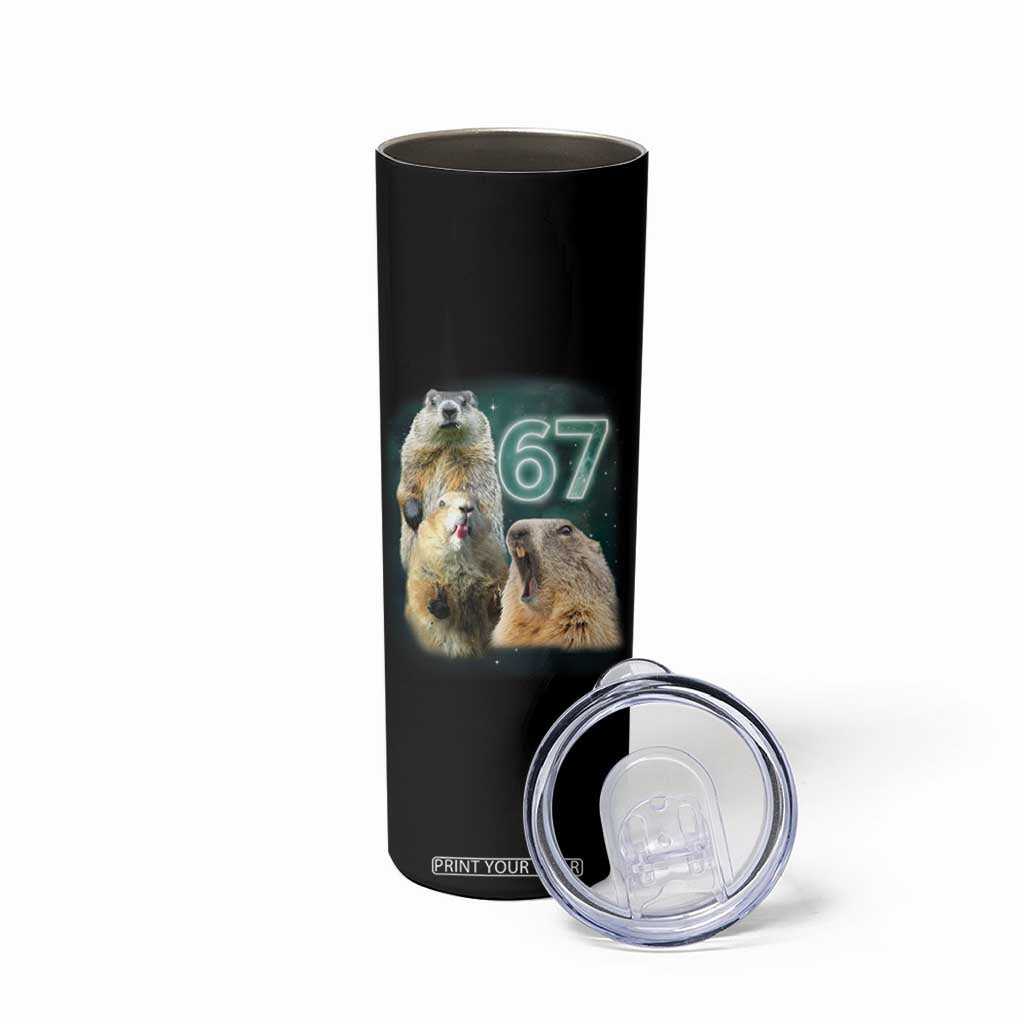 67 Meme Groundhog Skinny Tumbler Howling At The Moon Funny Six Seven Meme Ground Hog Day TS10 Print Your Wear