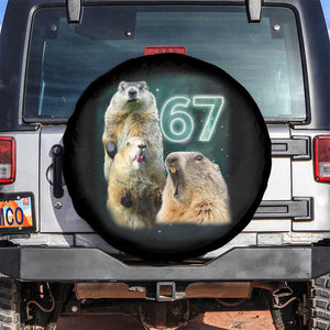 67 Meme Groundhog Spare Tire Cover Howling At The Moon Funny Six Seven Meme Ground Hog Day TS10 No hole Black Print Your Wear