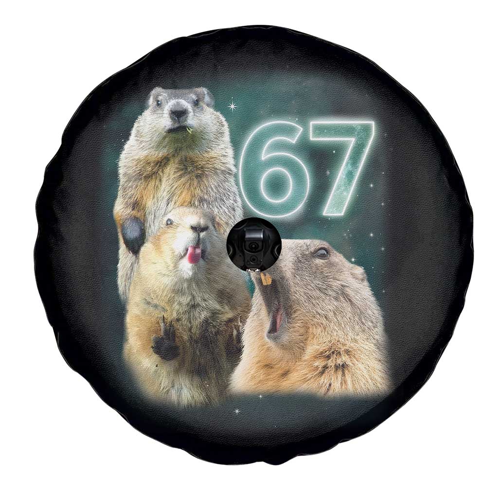 67 Meme Groundhog Spare Tire Cover Howling At The Moon Funny Six Seven Meme Ground Hog Day TS10 Print Your Wear