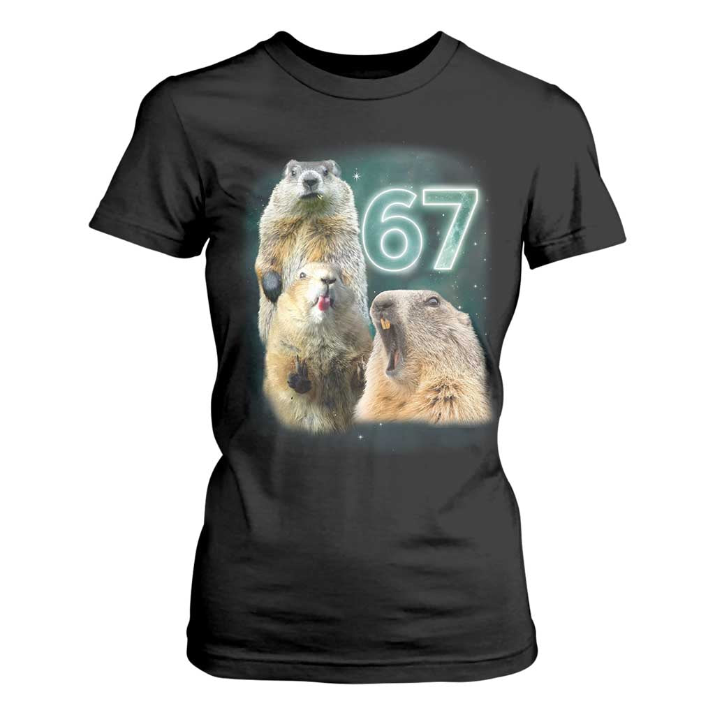 67 Meme Groundhog T Shirt For Women Howling At The Moon Funny Six Seven Meme Ground Hog Day TS10 Black Print Your Wear
