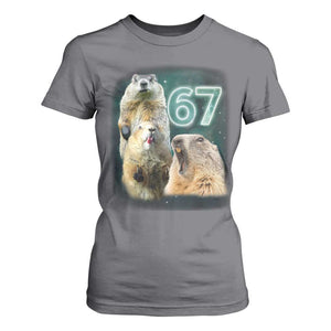 67 Meme Groundhog T Shirt For Women Howling At The Moon Funny Six Seven Meme Ground Hog Day TS10 Charcoal Print Your Wear