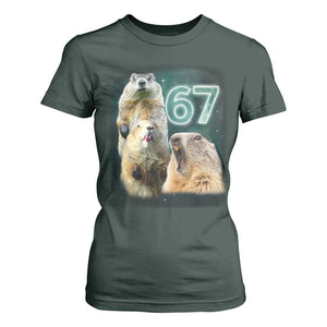 67 Meme Groundhog T Shirt For Women Howling At The Moon Funny Six Seven Meme Ground Hog Day TS10 Dark Forest Green Print Your Wear