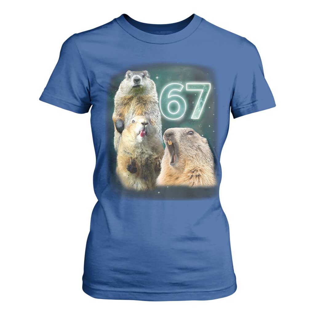 67 Meme Groundhog T Shirt For Women Howling At The Moon Funny Six Seven Meme Ground Hog Day TS10 Royal Blue Print Your Wear