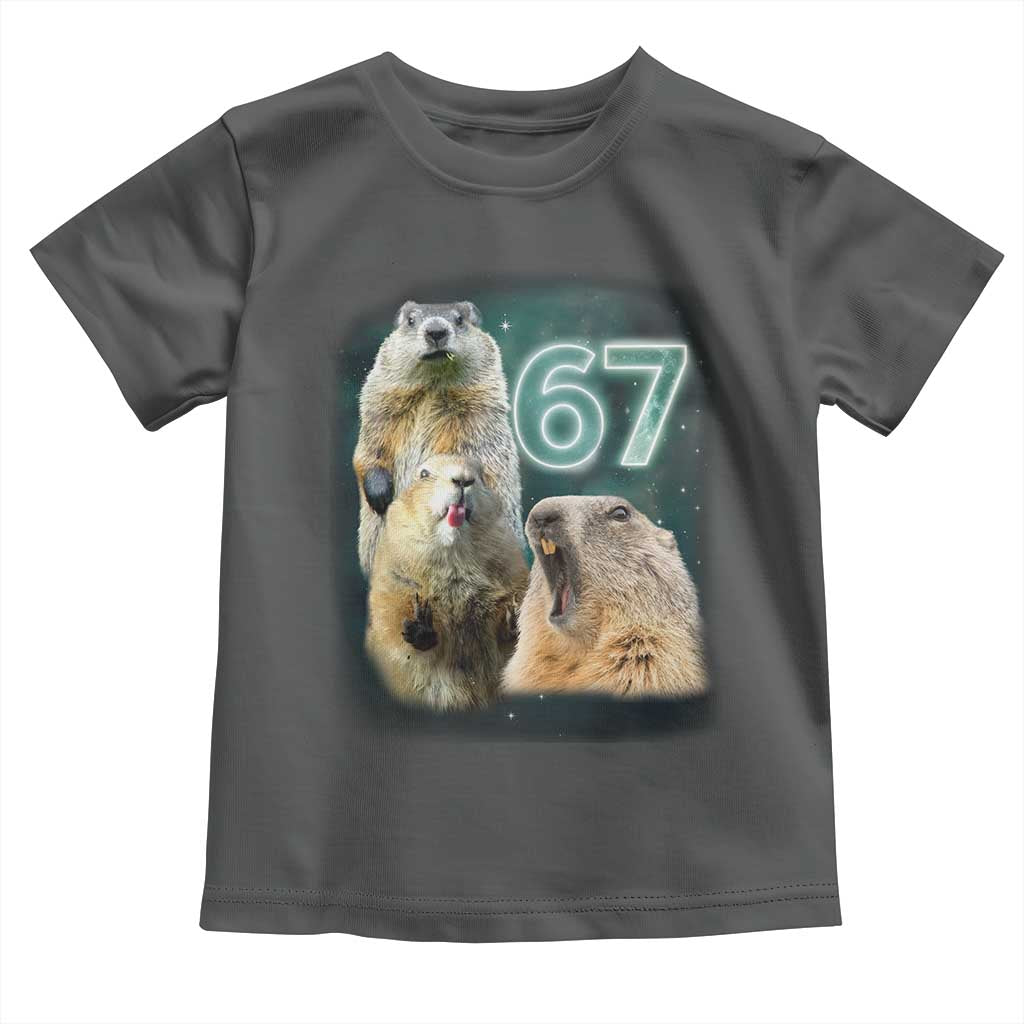 67 Meme Groundhog Toddler T Shirt Howling At The Moon Funny Six Seven Meme Ground Hog Day TS10 Dark Heather Print Your Wear