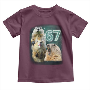 67 Meme Groundhog Toddler T Shirt Howling At The Moon Funny Six Seven Meme Ground Hog Day TS10 Maroon Print Your Wear