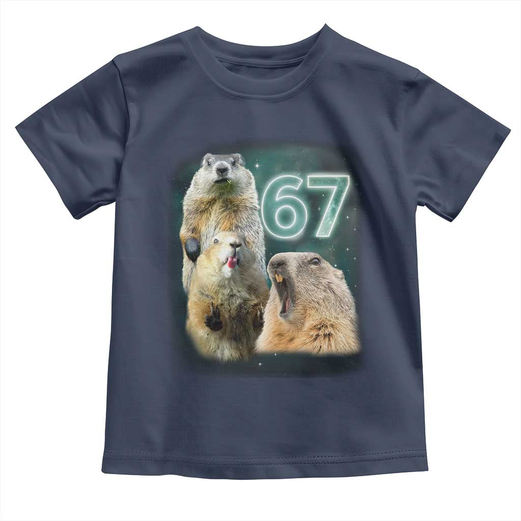 67 Meme Groundhog Toddler T Shirt Howling At The Moon Funny Six Seven Meme Ground Hog Day TS10 Navy Print Your Wear