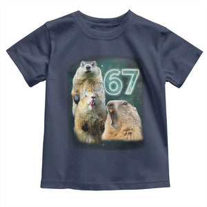 67 Meme Groundhog Toddler T Shirt Howling At The Moon Funny Six Seven Meme Ground Hog Day TS10 Navy Print Your Wear