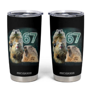 67 Meme Groundhog Tumbler Cup Howling At The Moon Funny Six Seven Meme Ground Hog Day TS10 Black Print Your Wear