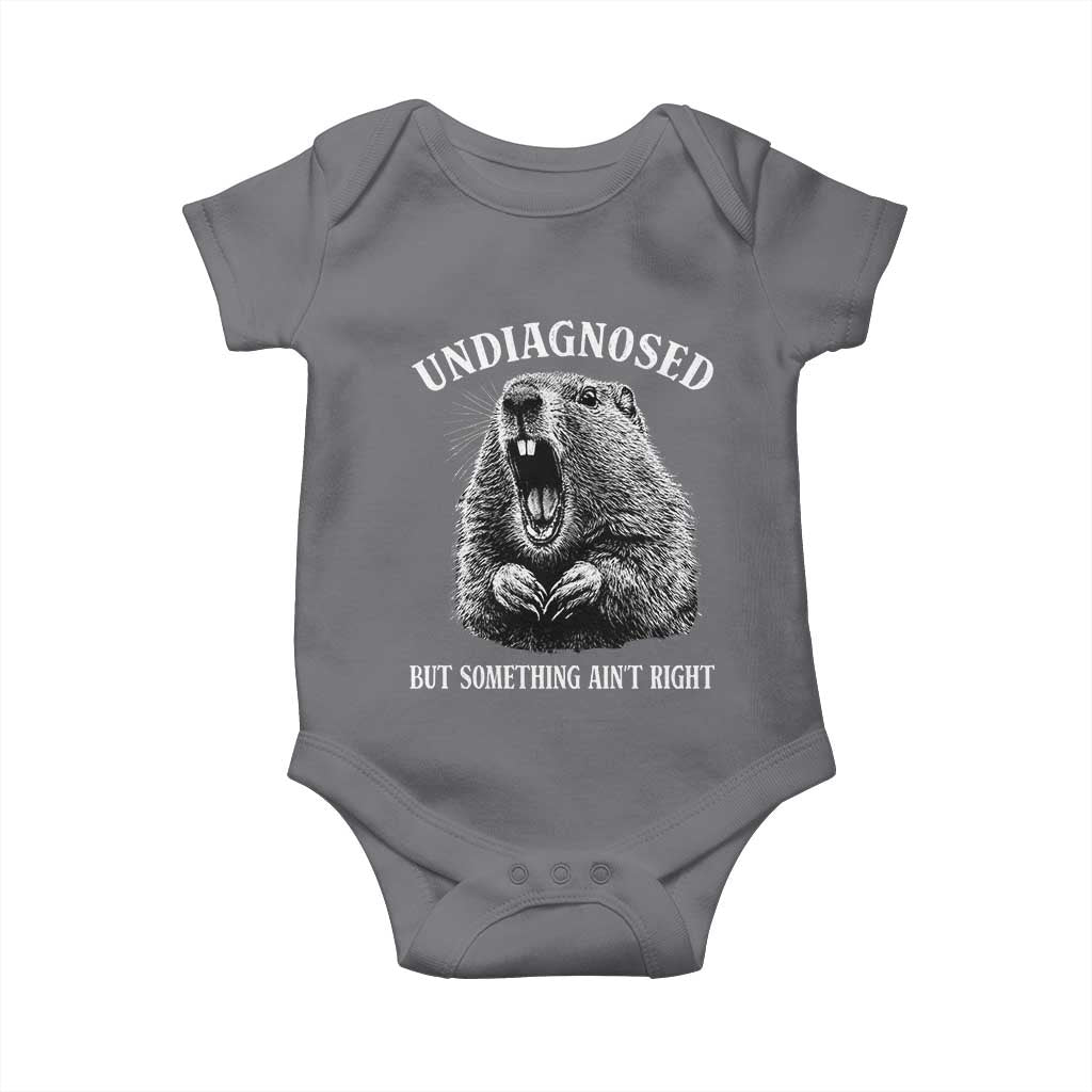 Funny Groundhog Meme Undiagnosed But Something Aint Right Baby Onesie TS10 Charcoal Print Your Wear