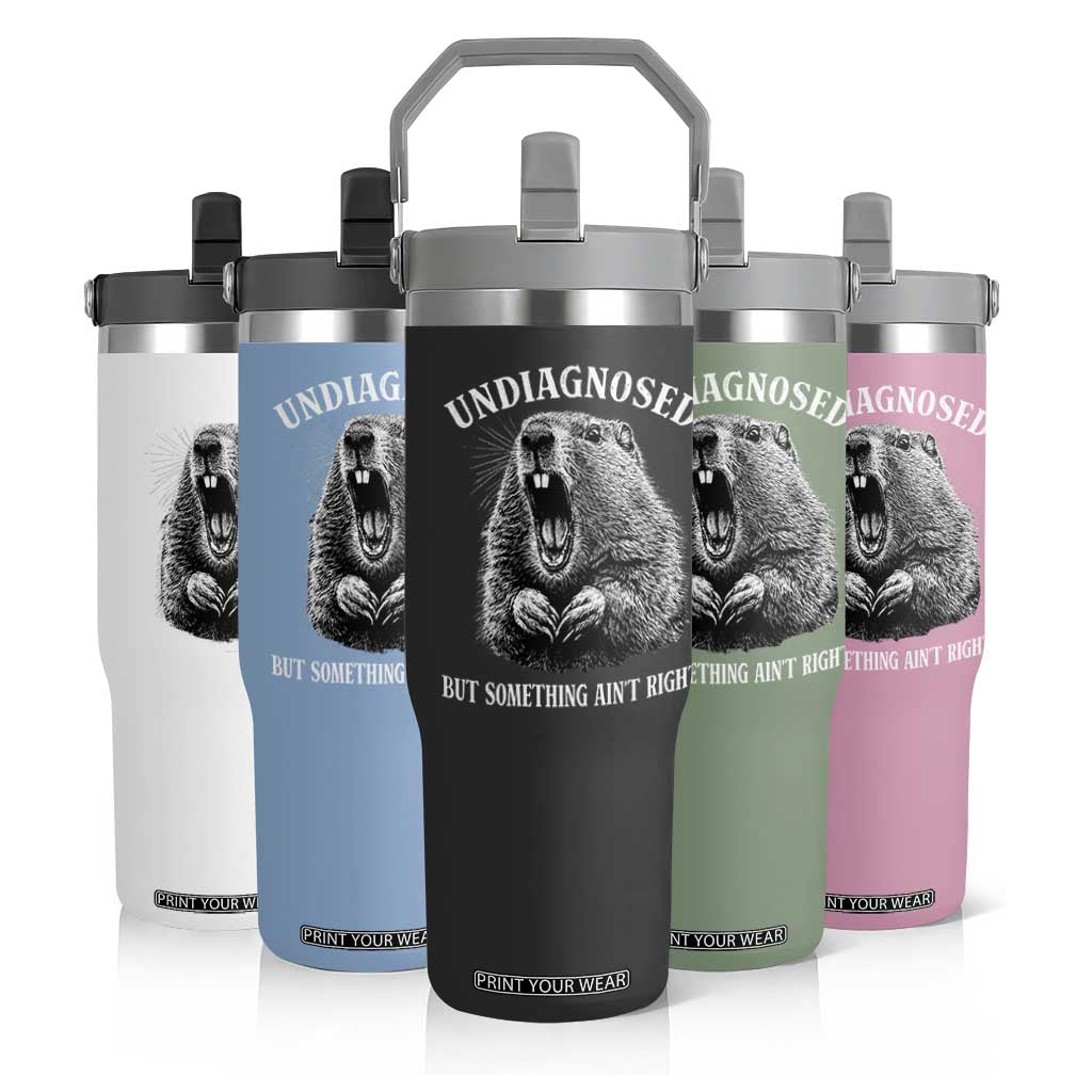 Funny Groundhog Meme Undiagnosed But Something Aint Right Flip Straw Tumbler TS10 Print Your Wear