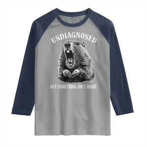 Funny Groundhog Meme Undiagnosed But Something Aint Right Raglan Shirt TS10 Sport Gray Navy Print Your Wear