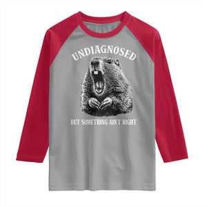 Funny Groundhog Meme Undiagnosed But Something Aint Right Raglan Shirt TS10 Sport Gray Red Print Your Wear