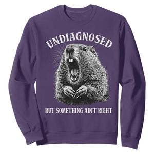 Funny Groundhog Meme Undiagnosed But Something Aint Right Sweatshirt TS10 Purple Print Your Wear