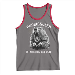 Funny Groundhog Meme Undiagnosed But Something Aint Right Tank Top TS10 Deep Heather Red Print Your Wear