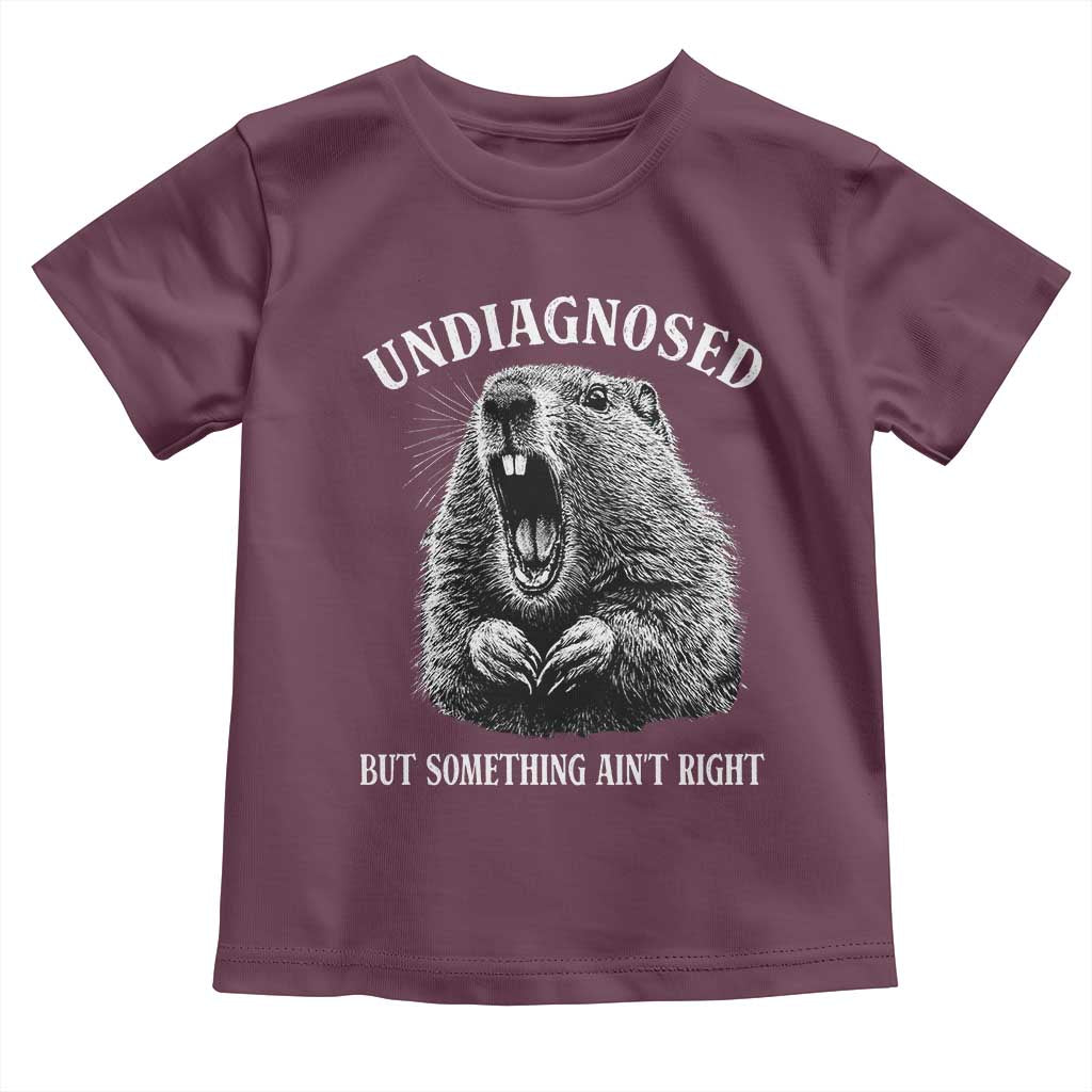 Funny Groundhog Meme Undiagnosed But Something Aint Right Toddler T Shirt TS10 Maroon Print Your Wear