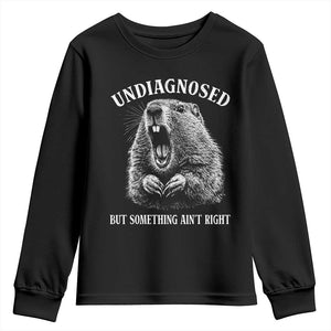Funny Groundhog Meme Undiagnosed But Something Aint Right Youth Sweatshirt TS10 Black Print Your Wear