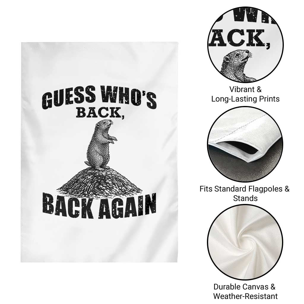 Funny Groundhog Day Garden Flag Retro Guess Whos Back TS10 Print Your Wear