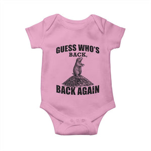 Funny Groundhog Day Baby Onesie Retro Guess Whos Back TS10 Light Pink Print Your Wear