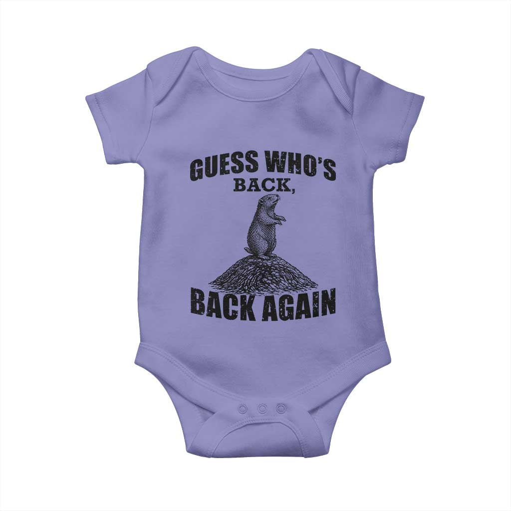 Funny Groundhog Day Baby Onesie Retro Guess Whos Back TS10 Violet Print Your Wear