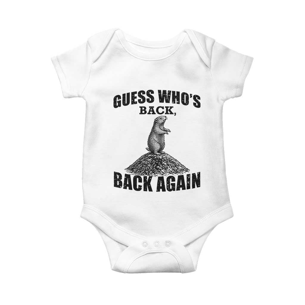Funny Groundhog Day Baby Onesie Retro Guess Whos Back TS10 White Print Your Wear