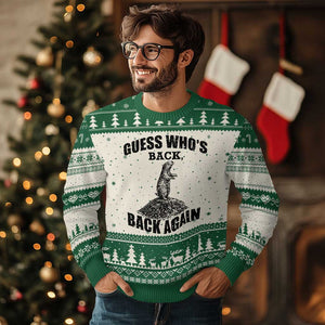 Funny Groundhog Day Ugly Christmas Sweater Retro Guess Whos Back TS10 Beige Green Print Your Wear