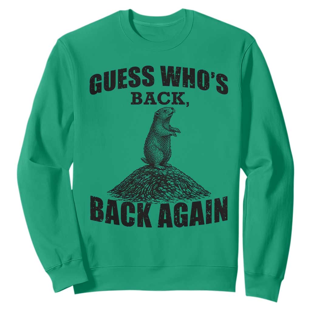 Funny Groundhog Day Sweatshirt Retro Guess Whos Back TS10 Irish Green Print Your Wear