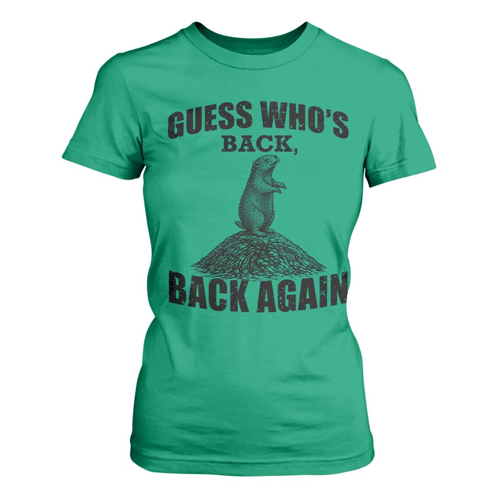 Funny Groundhog Day T Shirt For Women Retro Guess Whos Back TS10 Irish Green Print Your Wear