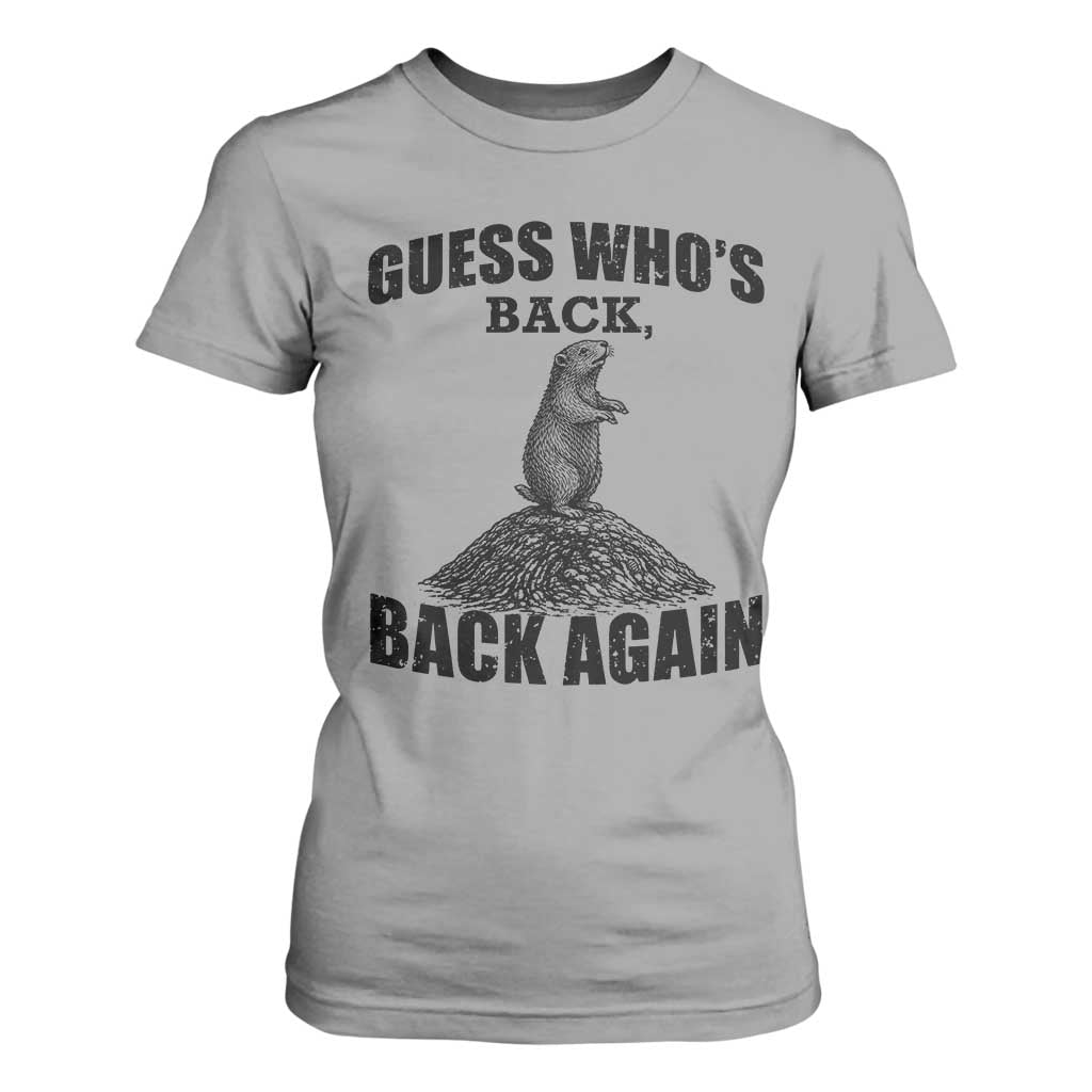 Funny Groundhog Day T Shirt For Women Retro Guess Whos Back TS10 Sport Gray Print Your Wear