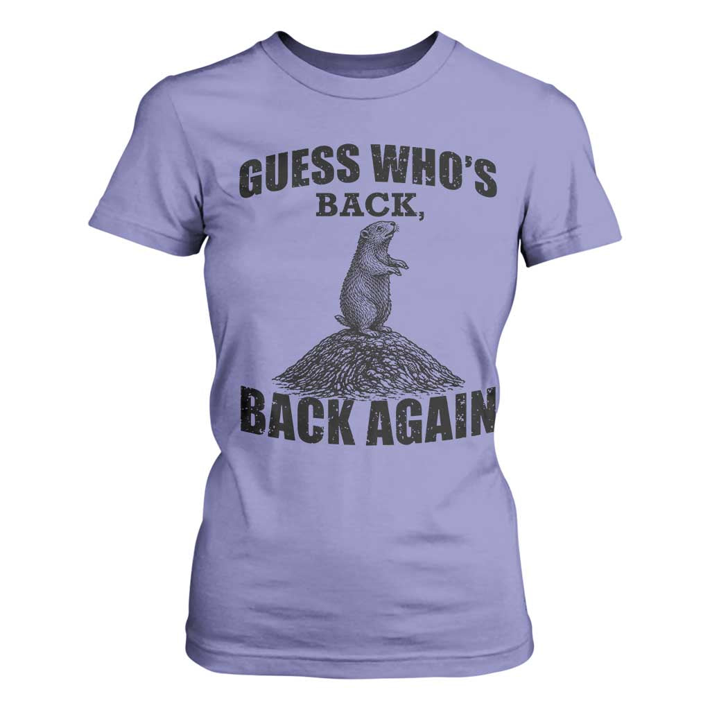 Funny Groundhog Day T Shirt For Women Retro Guess Whos Back TS10 Violet Print Your Wear