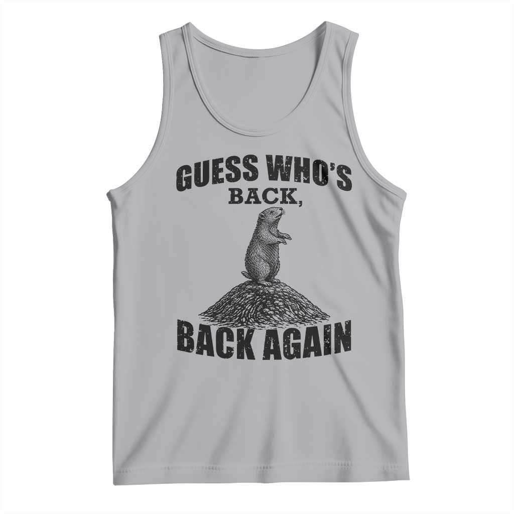 Funny Groundhog Day Tank Top Retro Guess Whos Back TS10 Athletic Heather Print Your Wear