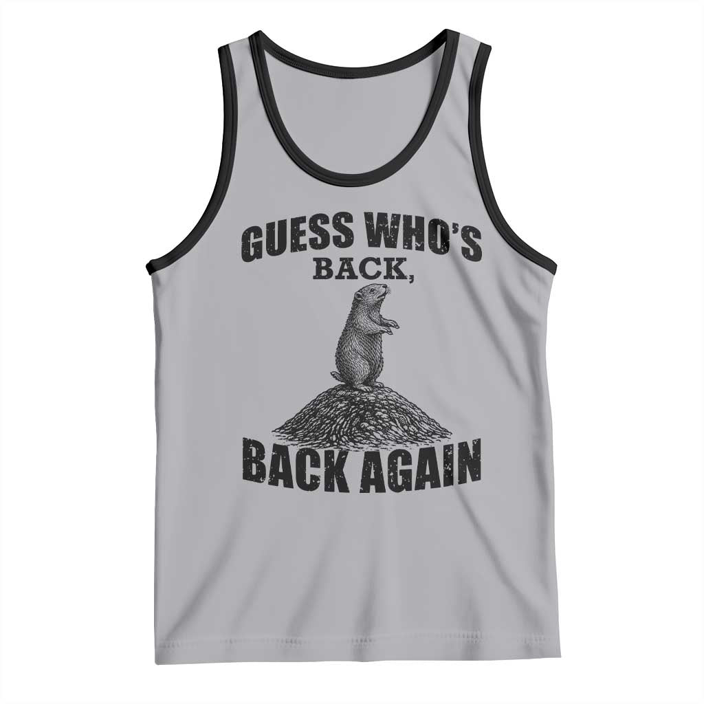 Funny Groundhog Day Tank Top Retro Guess Whos Back TS10 Athletic Heather Black Print Your Wear