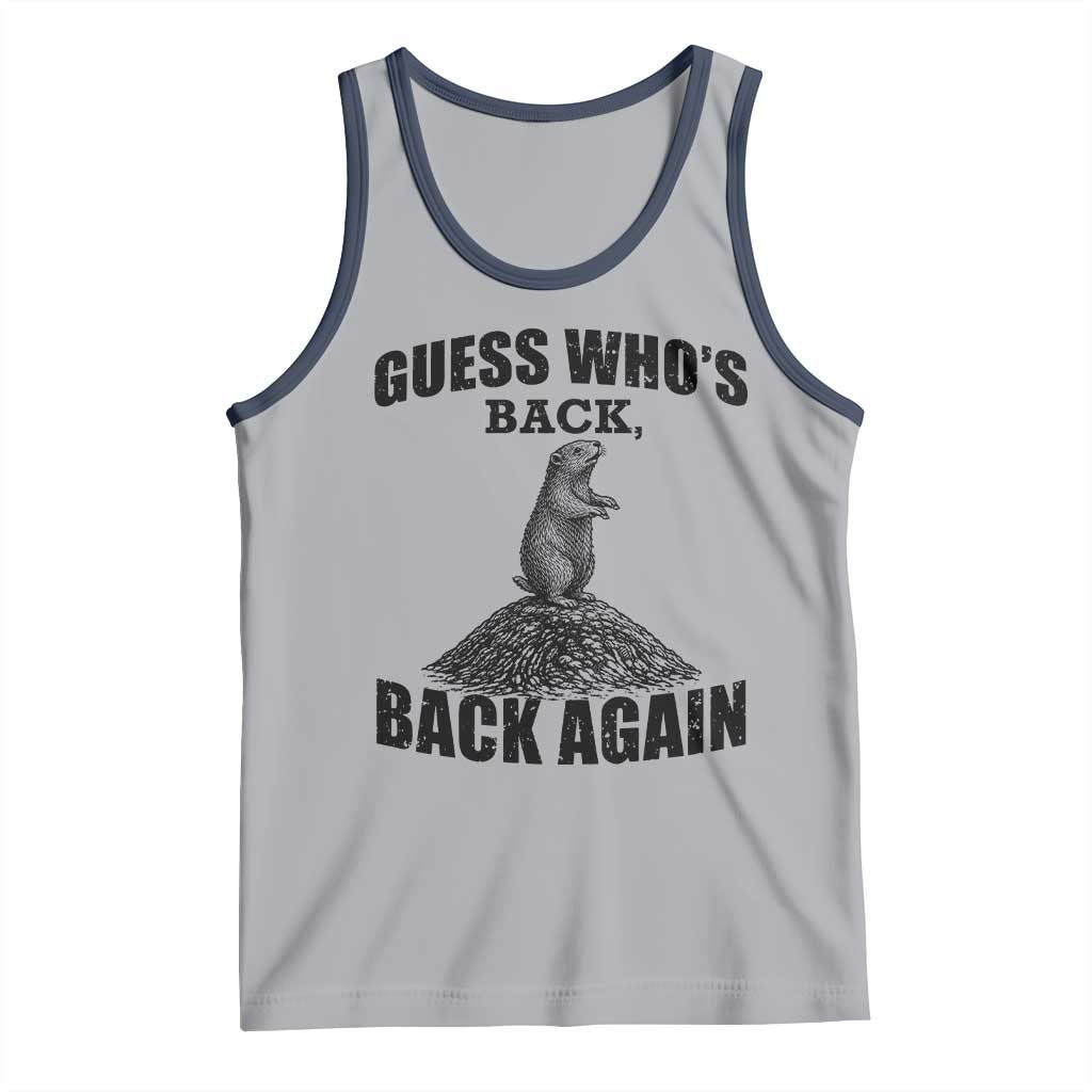 Funny Groundhog Day Tank Top Retro Guess Whos Back TS10 Athletic Heather Navy Print Your Wear