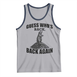 Funny Groundhog Day Tank Top Retro Guess Whos Back TS10 Athletic Heather Navy Print Your Wear