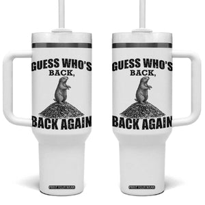 Funny Groundhog Day Tumbler With Handle Retro Guess Whos Back TS10 One Size: 40 oz White Print Your Wear