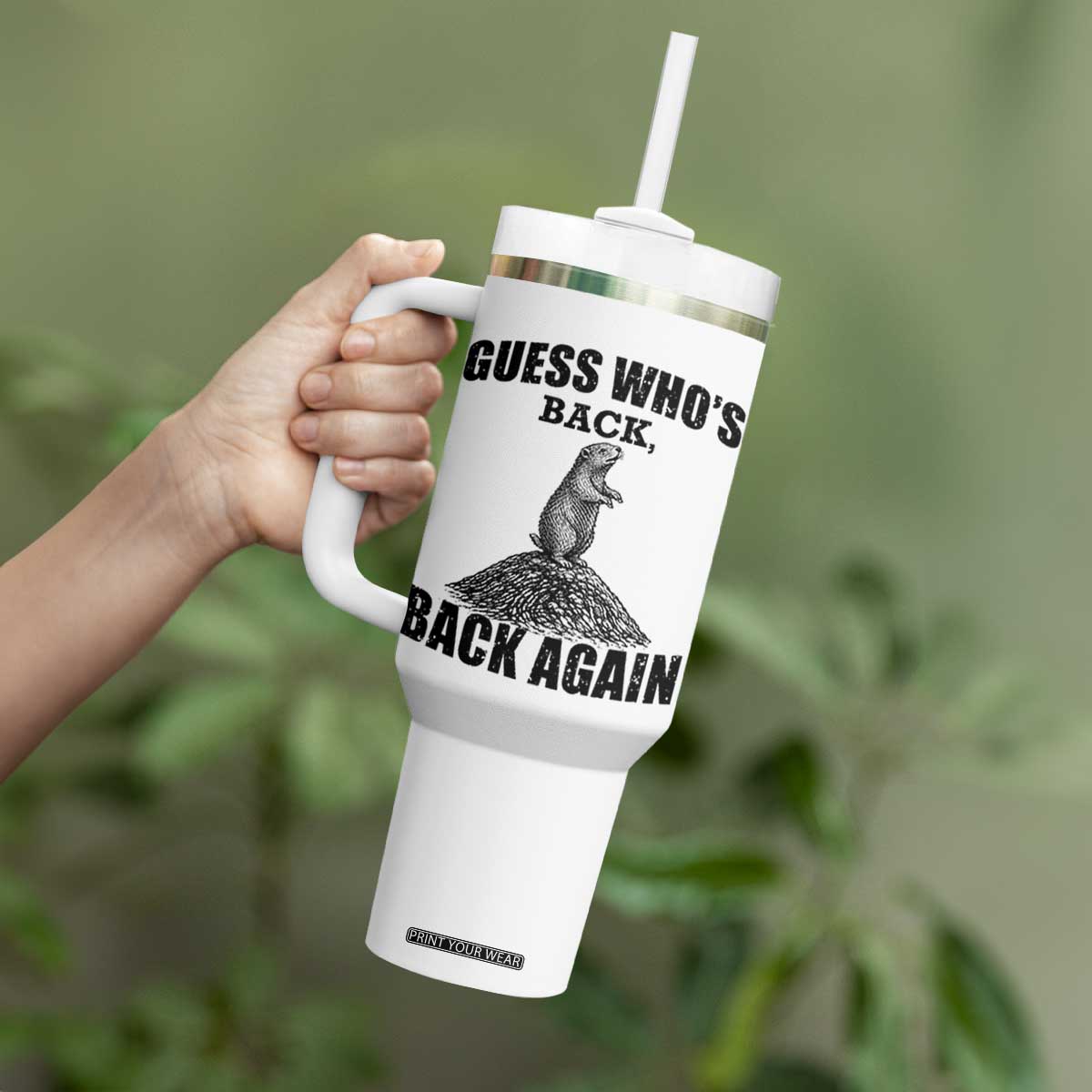 Funny Groundhog Day Tumbler With Handle Retro Guess Whos Back TS10 Print Your Wear